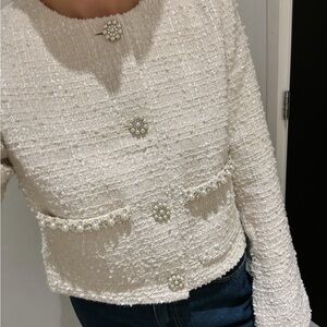 H&M Tweed Pearl-Button Blazer